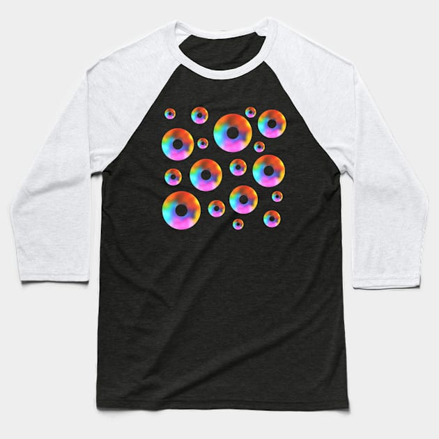 Rainbow Watercolor Donut Bubbles Baseball T-Shirt by EdenLiving